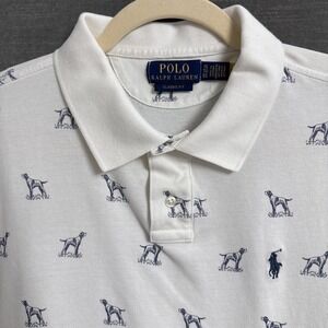 Polo Ralph Lauren Polo Top‎ XL Classic Fit Cream Dog Pointer GSP Prep Polo Women